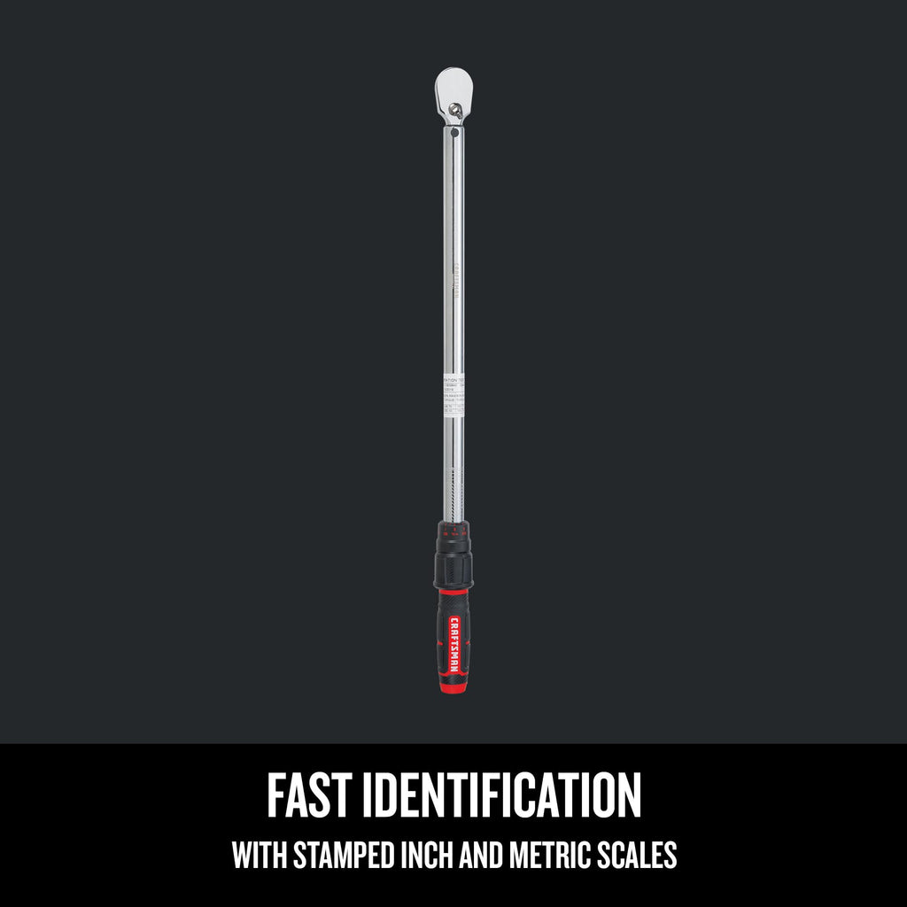 CRAFTSMAN Torque Wrench, 1/2" Drive, 50-250 FT-LB (CMMT99434)