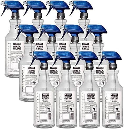 HARRIS 100% Chemically Resistant Professional Spray Bottles, 32oz (12-Pack)