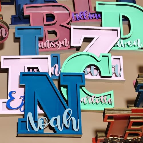 Personalized Name Letter Piggy Bank, 26 Letters Wooden Kids Piggy Bank for Birthday, Custom Large Small Wood Money Box Gift for Boys Girls Christmas