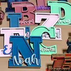 Personalized Name Letter Piggy Bank, 26 Letters Wooden Kids Piggy Bank for Birthday, Custom Large Small Wood Money Box Gift for Boys Girls Christmas