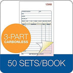 Adams Sales Order Book, 3-Part, Carbonless, 4-3/16" X 7-3/16" Inch, 50 Sets, White, Canary and Pink (TC4705) (12 Pack)