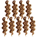 COOKOO 9 Packs Body Wave Braiding Hair 14 Inch Pre Feathered Mix Blond and Brown Bouncy Braiding Hair French Curl Wavy Braids Ocean Deap Twist Synthetic Hair for Boho Box Braids(27M30#)