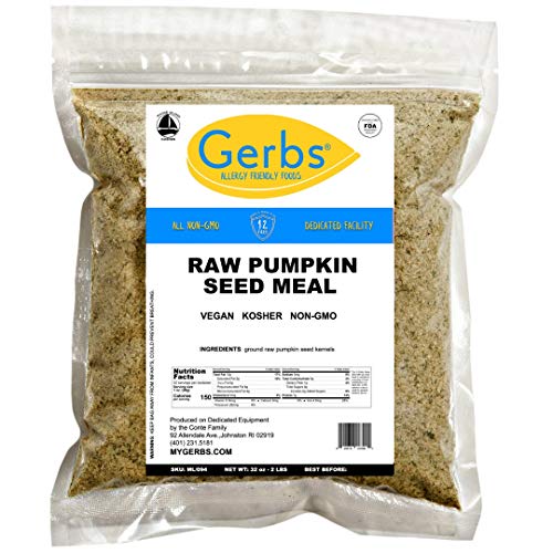 Gerbs Ground Pumpkin Seed Meal, 2 LBS - Top 14 Food Allergy Free & NON GMO - Vegan & Keto Safe – Cold Milled Full Oil Seed Protein Powder