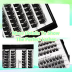 12rows-Large Tray Mixed 8-10-12-14-16mm/Mixed 14-15-16mm/Mixed14mm-16mm/Mixed 18-20mm Wide Stem Individual False Eyelashes Dramatic Black Cluster Eyelashes (Lashes Kit-12-14MM)