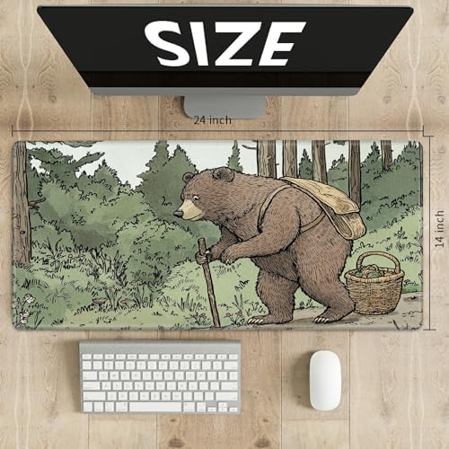 Playmats for Magic: The Gathering MTG Card Game Mat Plus 50 Pcs Card Sleeves, 24 x 14 inch TCG Mat with Stitched Edge for Commander Deck Duskmourn Board Game, Old Bear Walk