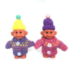 2 Pack Cute Troll Dolls Lighter Case Silicone Funny Mini Dolls Lighter Sleeve with Sweater &Hat for 3.2in Regular Lighter (Lighter not Included) (Purple & Pink)