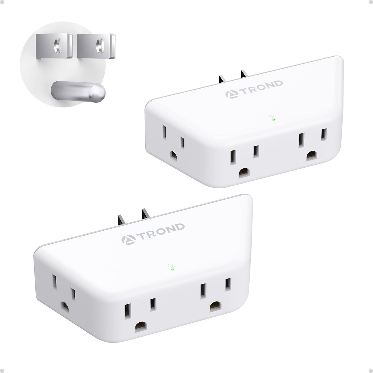 Multi Angled Socket Extension TROND Multi Plug Outlet Extender 2 Pack - Surge Protector Outlet with 4 ...