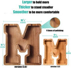 Summidate Customized Name Large Wooden Piggy Bank for Kids Boys Girls Alphabets Letter A-Z Coins Bills Money Change Bank Box Initial on Clear Cover (Laser Engraved) (Alphabet-M, Personalized-12)