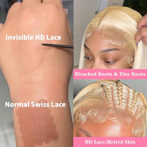 30 Inch Lace Front Wig Human Hair 13x6 Body Wave Blonde Lace Front Wigs Human Hair Transparent 613 HD Lace Frontal Wig Pre Plucked with Baby Hair 180% Density
