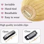 ORIGEN Clip in Bangs Real Human Hair Clip on Wispy Bangs Fringe with Temples Hairpieces Fake Front Bangs Extensions for Women Yellow Blonde Color
