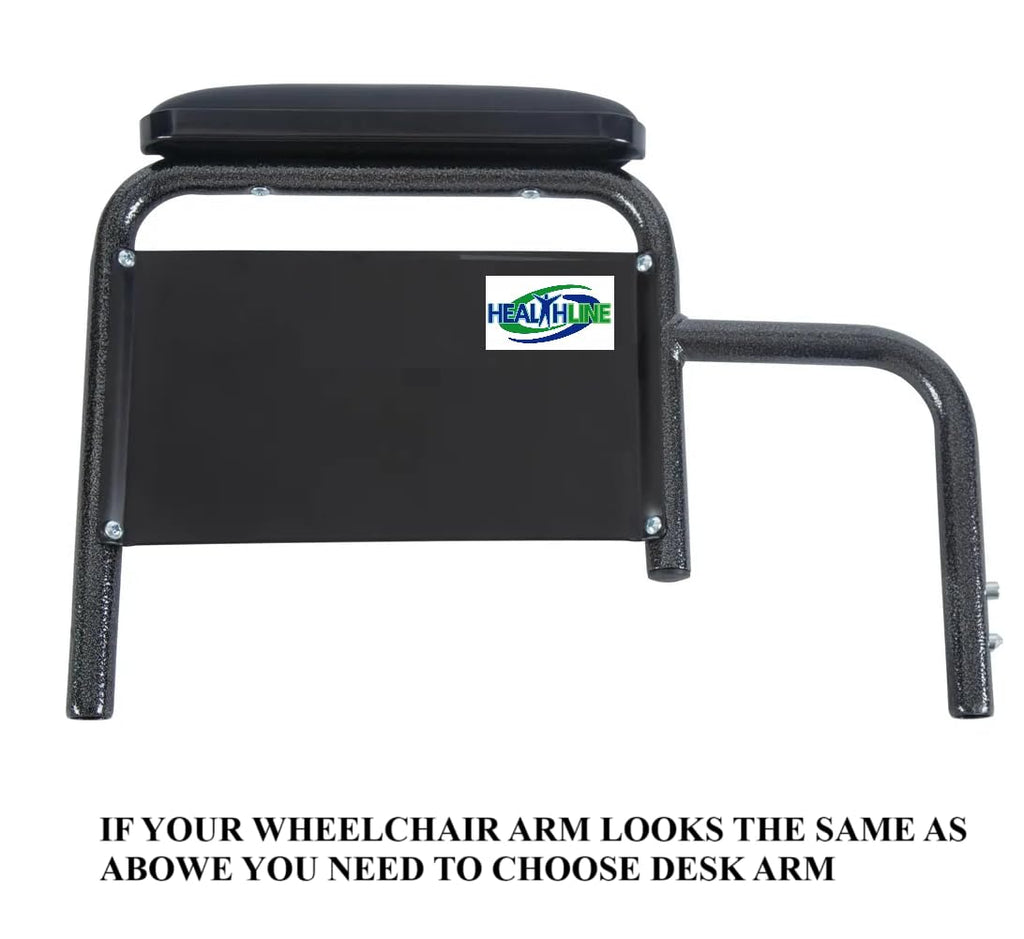 Healthline Padded Armrest For Wheelchairs Vinyl Pair, Universal Arm Pads Replacement 10" DESK ARM, Black