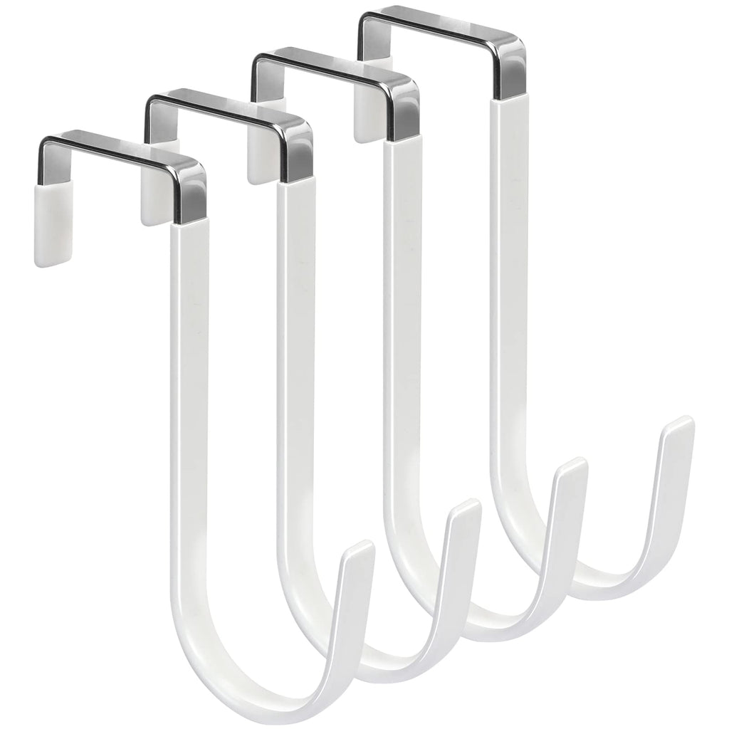 FYY Over the Door Hooks, Single-Hanger 4 Pack, Fits Doors 1 3/8" White
