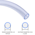 DERNORD PVC Tubing 7/8"ID X 1-1/10"OD Flexible Clear Vinyl Hose 50 Feet for Food Grade