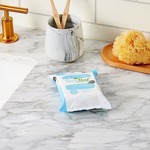 Simpleaf Flushable Wet Wipes Unscented | Plastic Free, Paraben & Alcohol Free | Hypoallergenic & Safe for Sensitive Skin | Soothing Aloe Formula | Adult Toilet Wipes (12 x 50 Counts Pack) 600 Counts