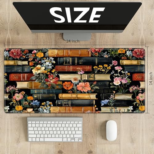 Playmats for Magic: The Gathering MTG Card Game Mat Plus 50 Pcs Card Sleeves, 24 x 14 inch TCG Mat with Stitched Edge for Commander Deck Duskmourn Board Game, Books and Flowers