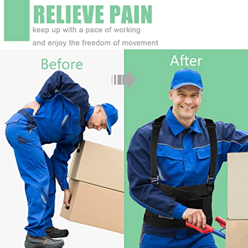 Work Back Brace - Back Support Belt for Lower Back Pain Relief, Heavy Lifting, Herniated Discs - Industrial Back Brace for Work With Shoulder Straps Fits Men and Women 5XL(53"-65")