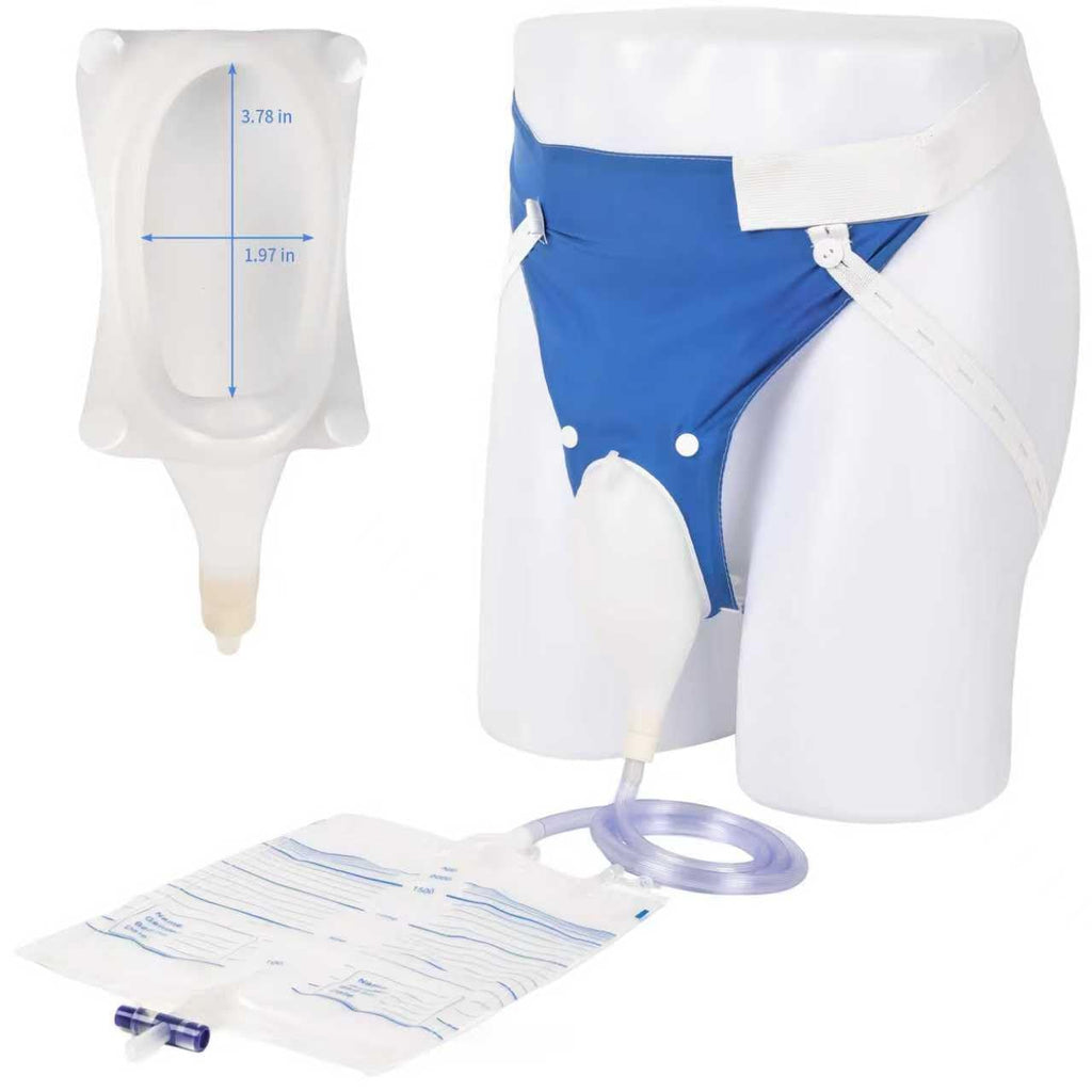 Urine Collection Bag, Reusable Condom Catheters with 2 Urine Catheter Bag, Portable & Comfortable Wearable Urinary Drainage (Elderly Men)