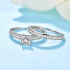 AVECON 1.35CT Princess Cut Engagement Ring Set for Women Cubic Zirconia, 6