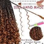 Beverlee Goddess Box Braids Crochet Hair 10 Inch Crochet Boho Box Braids Crochet Braids 8 Packs Bohemian box braids Box Braids with Curly Ends Messy Pre-looped Synthetic Crochet Hair for Women 53#