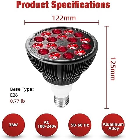Red Light Therapy Bulb, Red Light Therapy for Body and Face Use, 18 LEDs 660nm Red and 850nm Near Infrared Red Light Therapy Lamp Suitable E26 Socket (Only Bulb)
