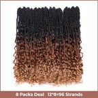 ToyoTress Boho Island Twist Crochet Hair - 12 Inch 8 Packs Long Ombre Brown 3 Tones Boho Havana Twist Crochet Braids Synthetic Braiding Hair (18 Inch,OT30/27-8P)