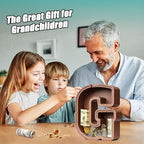 Summidate Wooden Letter Piggy Bank, Extra Thick Large Capacity Piggy Bank for Kids Boys Girls Toddler, Alphabet G Money Bank| Coin Box Birthday, Christmas, Festival