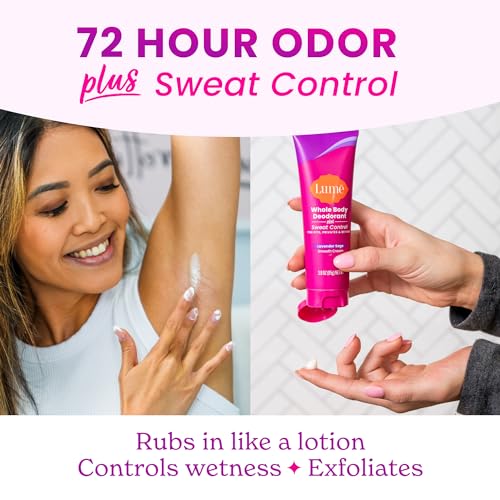 Lume Whole Body Deodorant Plus Sweat Control - Smooth Cream Tube - 72 Hour Odor And Sweat Control - Baking Soda Free, Skin Loving - 3.0 ounce (Pack of 2) (Lavender Sage)