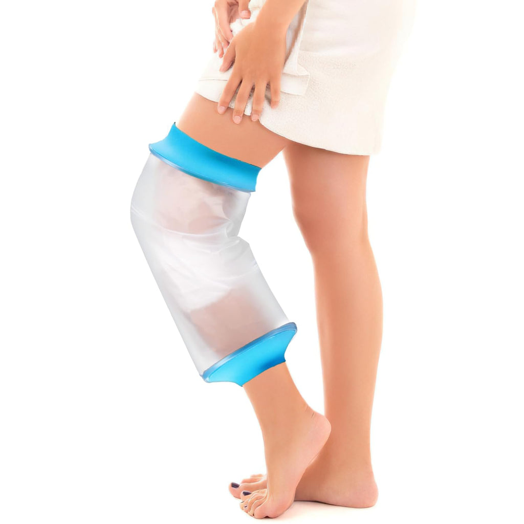 Divvsck Waterproof Knee Cast Cover for Shower, Watertight Cast Bag, Reusable, Shower Protector for Knee Replacement Surgery, Wound, Burns (M)