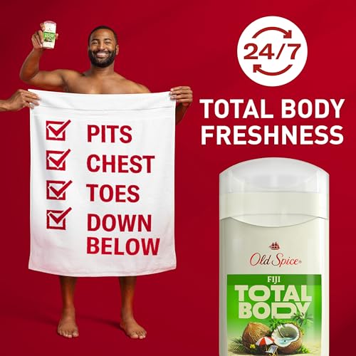 Old Spice Whole Body Deodorant for Men, Total Body Deodorant, Fiji Scent, Aluminum Free Deodorant Stick for 24/7 Freshness // Dermatologist Tested Whole Body Deodorant, 3.0 oz