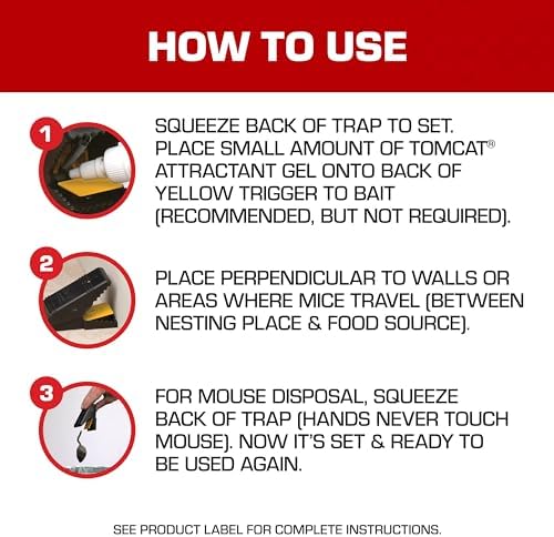 Tomcat Mouse Snap Trap, Effectively Kills Mice for Clean, No-Touch Disposal, 4 Traps