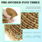 Blonde Human Braiding Hair for Boho Braids 22 Inch 6 Bundles Human Hair Braiding Hair Deep Wave Bulk Human Hair for Braiding No Weft Curly Human Hair Brading Hair Extensions 150g 27#