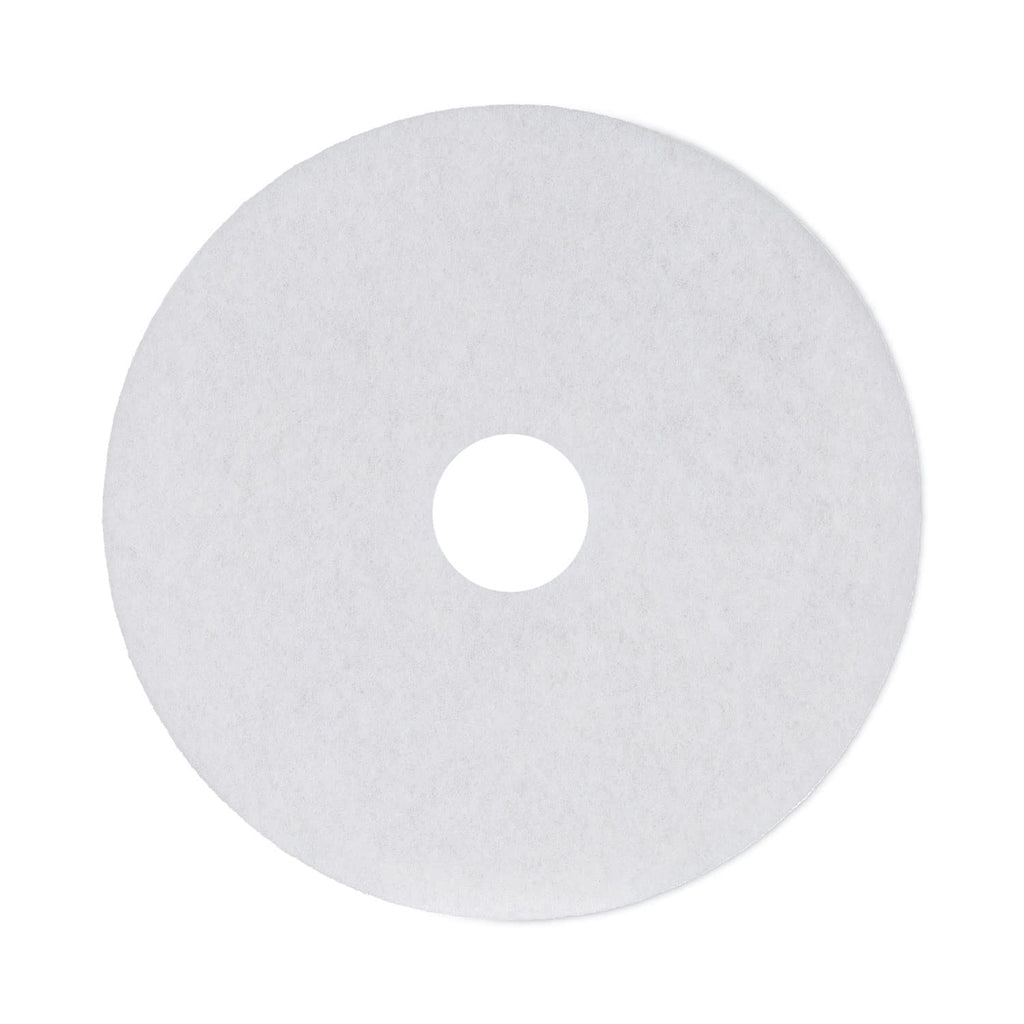 Boardwalk Polishing Floor Pads, 17" Diameter, White, 5/Carton