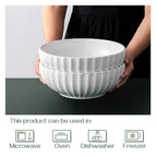 DOWAN 9.8'' Serving Bowls, 86 oz Large Salad Bowl, Ceramic Serving Dishes, Set of 2, Pumpkin Shape for Christmas, Entertaining, Party, Kitchen, Dinner, Banquet, Housewarming Gift, White
