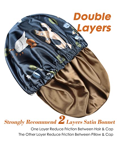 Winitas Large Silk Satin Bonnet for Black Women Curly Hair Adjustable