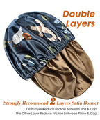 Winitas Large Silk Satin Bonnet for Black Women Curly Hair Adjustable