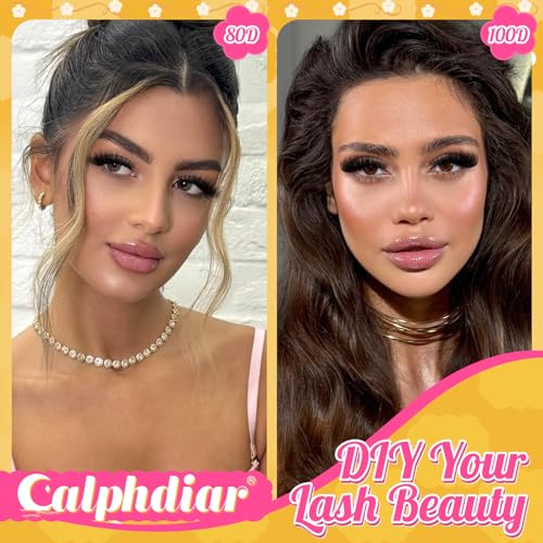 Fluffy Cat Eye Individual Lashes 80D+100D Volume Cluster Eyelash Extensions D Curl Lash Clusters 10-18mm Eyelash Clusters 380pcs Light & Right Cluster Lashes Thick Lash Extension Easier to Use