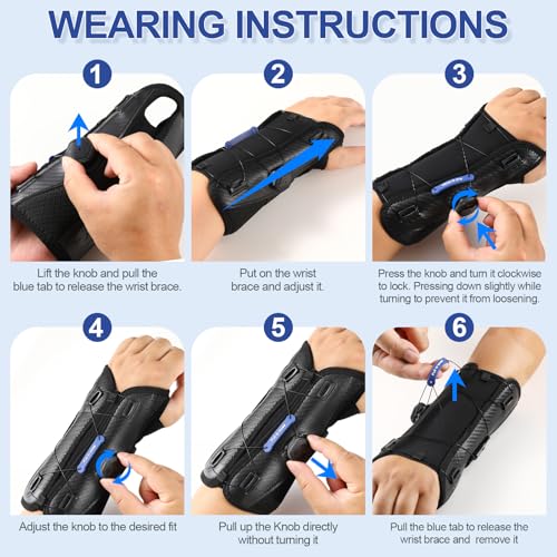 NEENCA Carpal Tunnel Wrist Brace for Night Support,Knob Adjustable Hand Brace for Tendonitis,Arthritis Pain，Sprain,Wrist Splint Support with Sleeves for Women&Men. (Right Hand, Small)