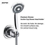 BOPai Suction Cup Shower Head Holder for Handheld Shower – No Drill, For Smooth Surfaces Only, Vertical Mount Only, Chrome