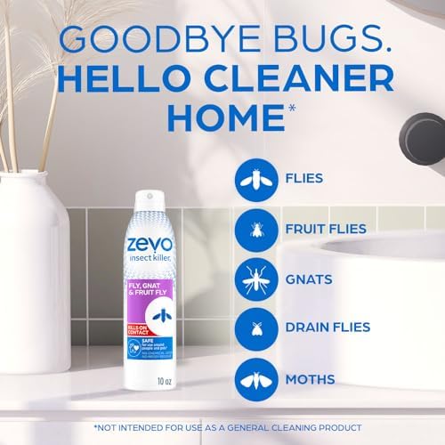 Zevo Flying Insect Bug Spray: Aerosol Spray Kills Fruit Flies, Gnats, Mosquitoes and Moths + Zevo Flying Insect Trap for Indoors (1 Bottle + 1 Plug-in Base + 1 Cartridge)