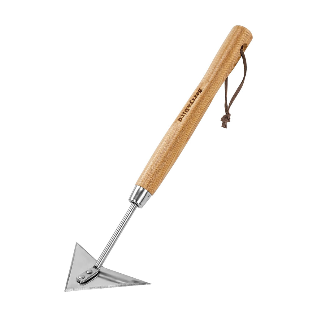 Berry&Bird Triangle Hand Hoe, 15.2’’ Winged Weeder Tool with Wood Handle
