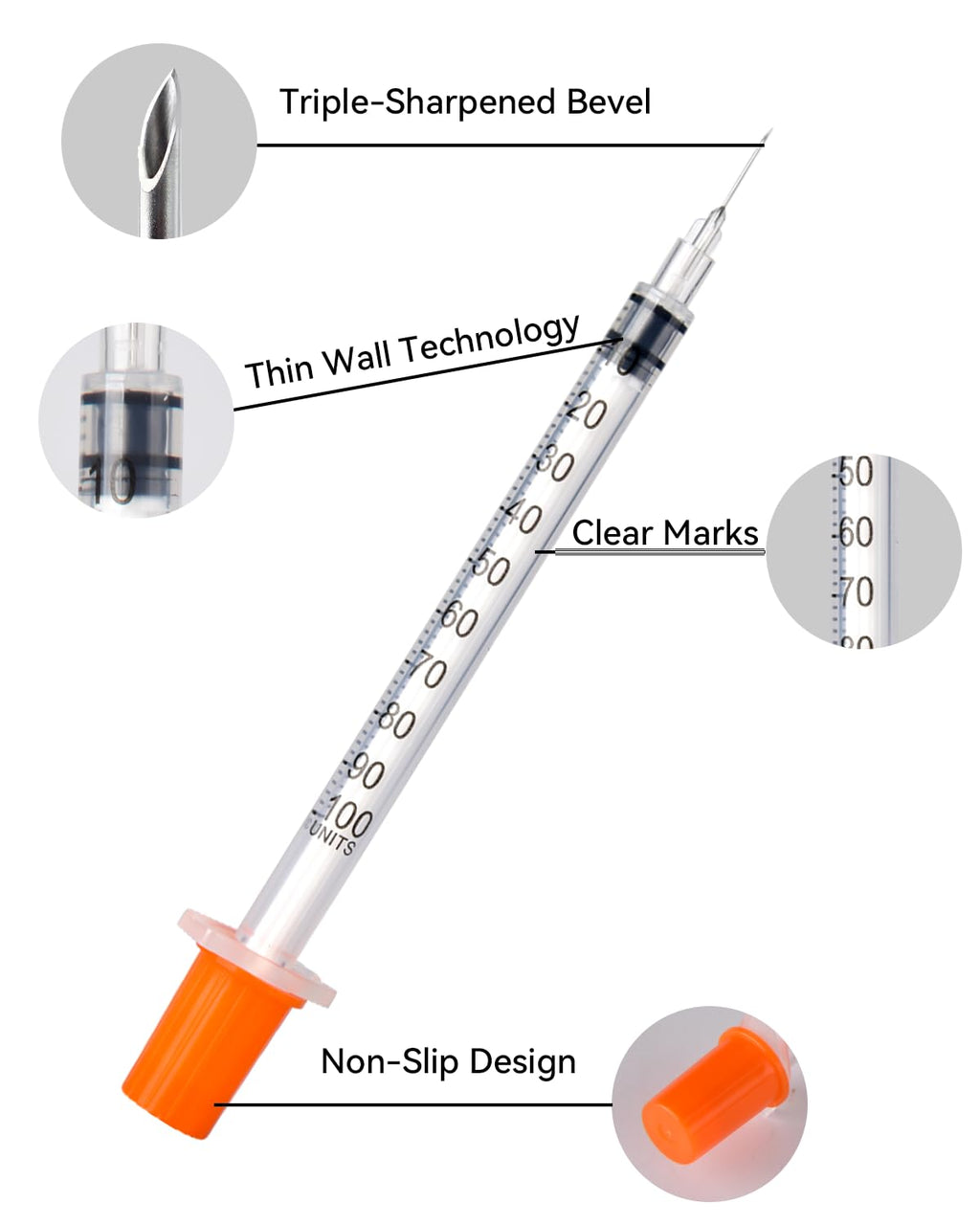 NITYLNRE Disposable Syringe, Individual Wrapped, 30PACK