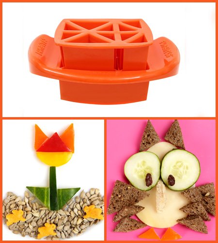 FunBites Food Cutter Set, Orange Triangles, Red Hearts