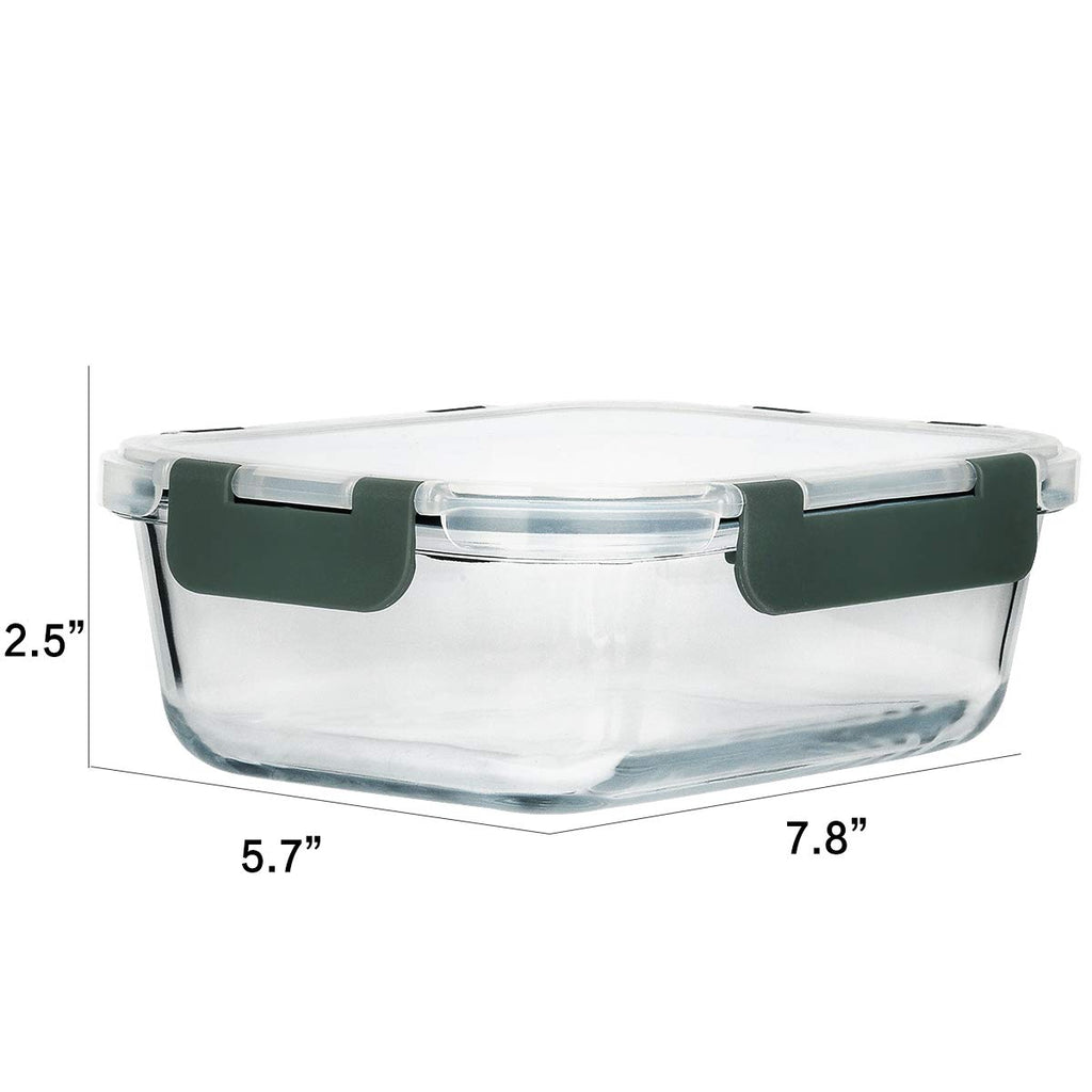 M MCIRCO 8 Pack,30 oz Glass Food Storage Containers with Lids, Gray