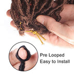 Leeven 30 Inch Boho Soft Locs 7 Packs Distressed New Faux Locs Crochet Braids Hair Brown Pre Looped Natural Butterfly Locs Messy Goddess Locs Curly Wavy Synthetic Hair for Women 15 Strands/Pack #30