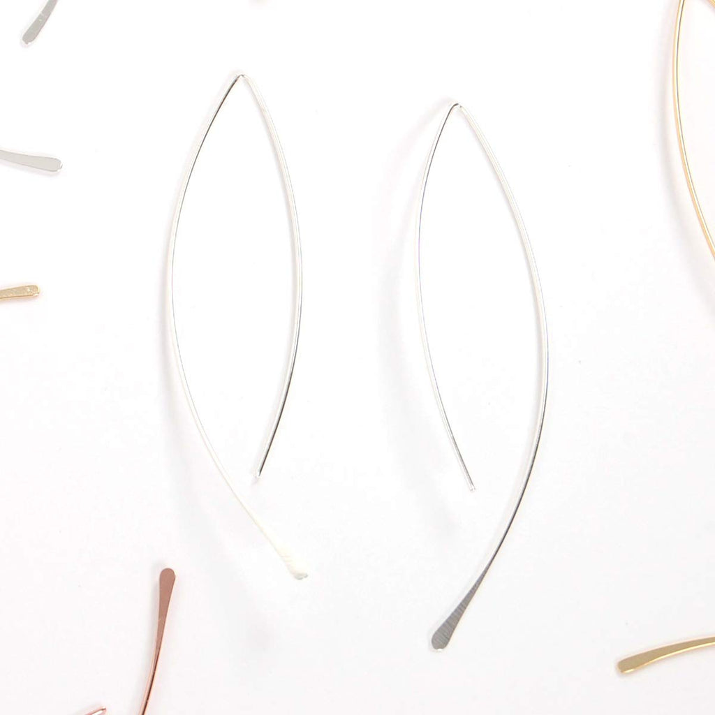Upside Down Hoop Earrings - Sterling Silver Plated Threader Hoops for Women