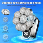 9D Head Shavers for Bald Men, Upgraded 6-in-1 Mens Grooming Kit, Detachable Bald Head Shavers for Men, Wet/Dry LED Display, Travel Lock Electric Razor for Men with Type-C Charge