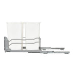 Rev-A-Shelf Double 35 Qt Pullout Trash Cans with Soft-Close for Under Kitchen Cabinets, Min Opening Width of 14.5", White, 53WC-1835SCDM-211