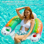 Jasonwell Inflatable Pool Float Chair - Pool Floaties Chair Floats Loungers for Swimming Pools Floating Lounger with Cup Holders Toy Party Floaties for Adults XL