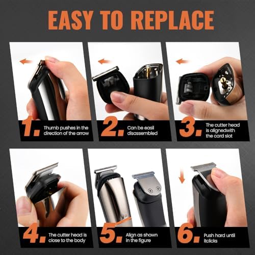 PRITECH Beard Trimmer for Men, 6 in 1 Beard Trimmer Kit, Electric Beard Trimmer with Hair, Precision, Body, Nose, Foil Razor, Grooming Kit Waterproof IPX6 (Silver)