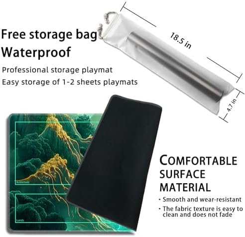 MTG Playmat with Zones Magic Card Playmat Game Mat,TCG & CCG Card Games Mat with Free Storage Bags Size 24 x 14 Inches (with Zones,Mountain4)